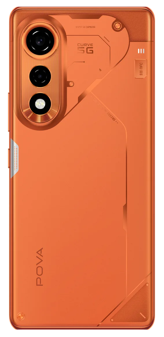 POVA Curve — Cyber Orange. Curved AMOLED, aluminium frame.